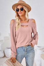 Cutout Square Neck Cold Shoulder T-Shirt